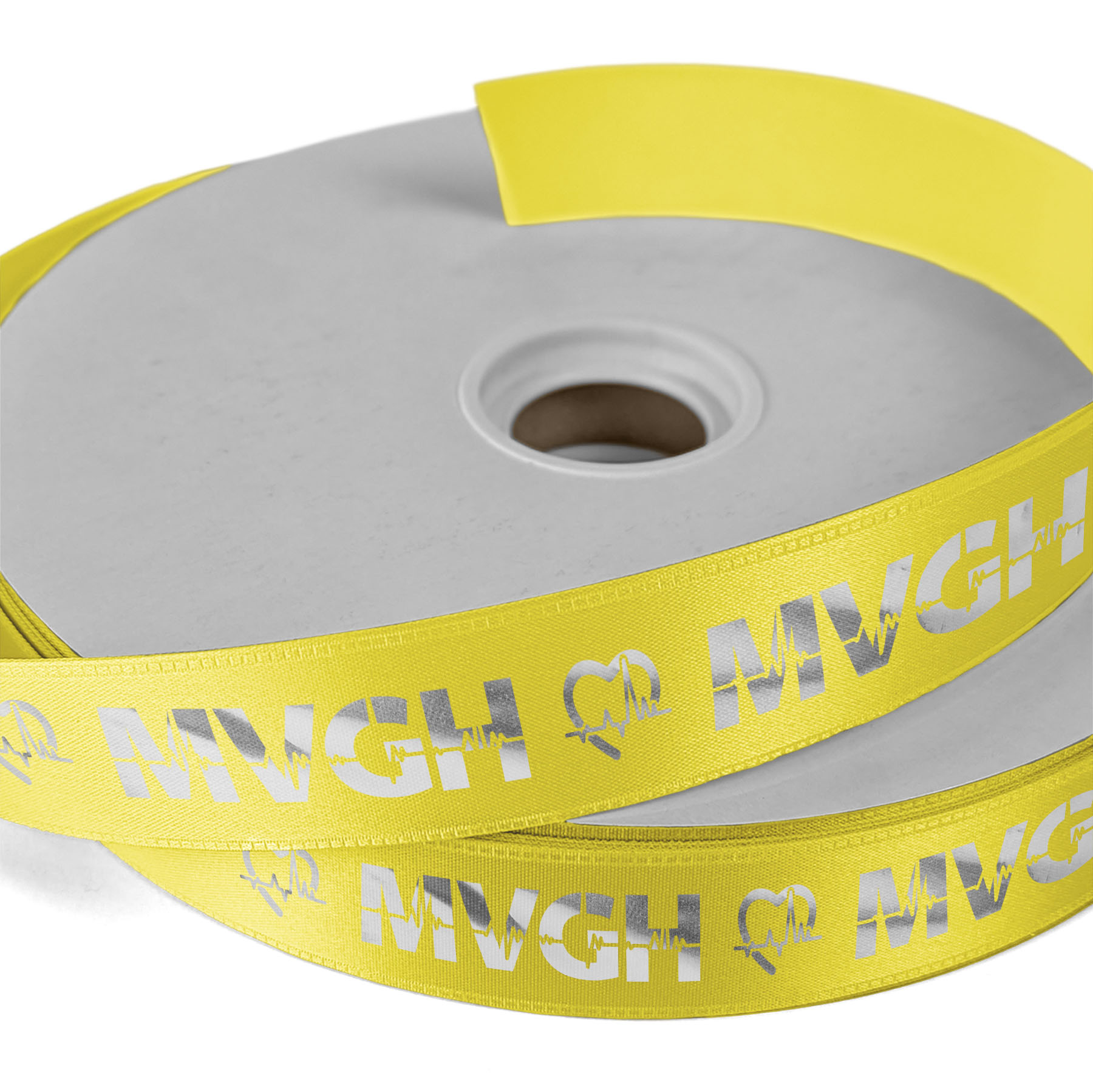 1" Badge Satin Ribbon - 100yd Roll - Foil Print 25