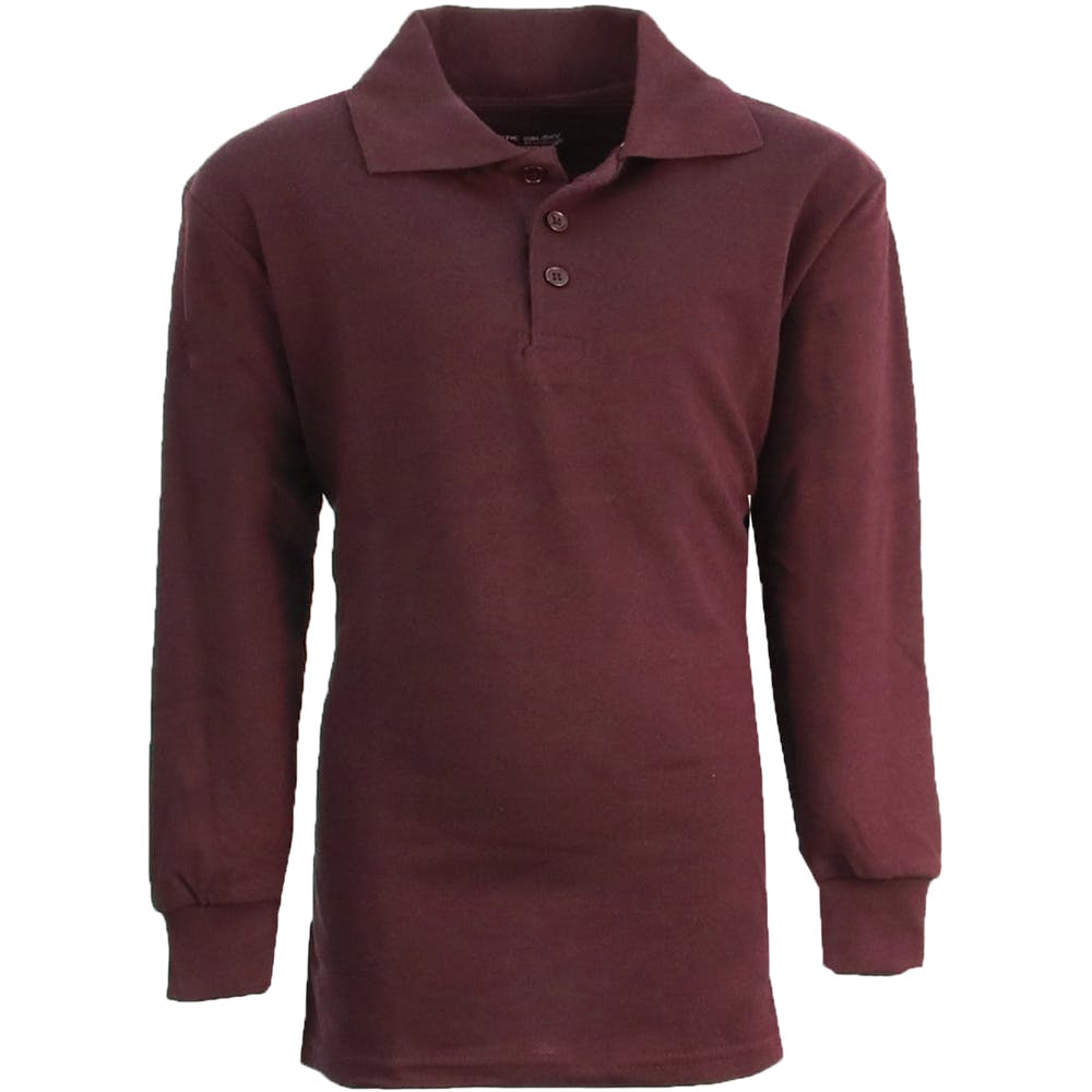 Boys' Uniform Polo Shirts - Sizes 4 - 7 Burgundy Long Sleeve 2