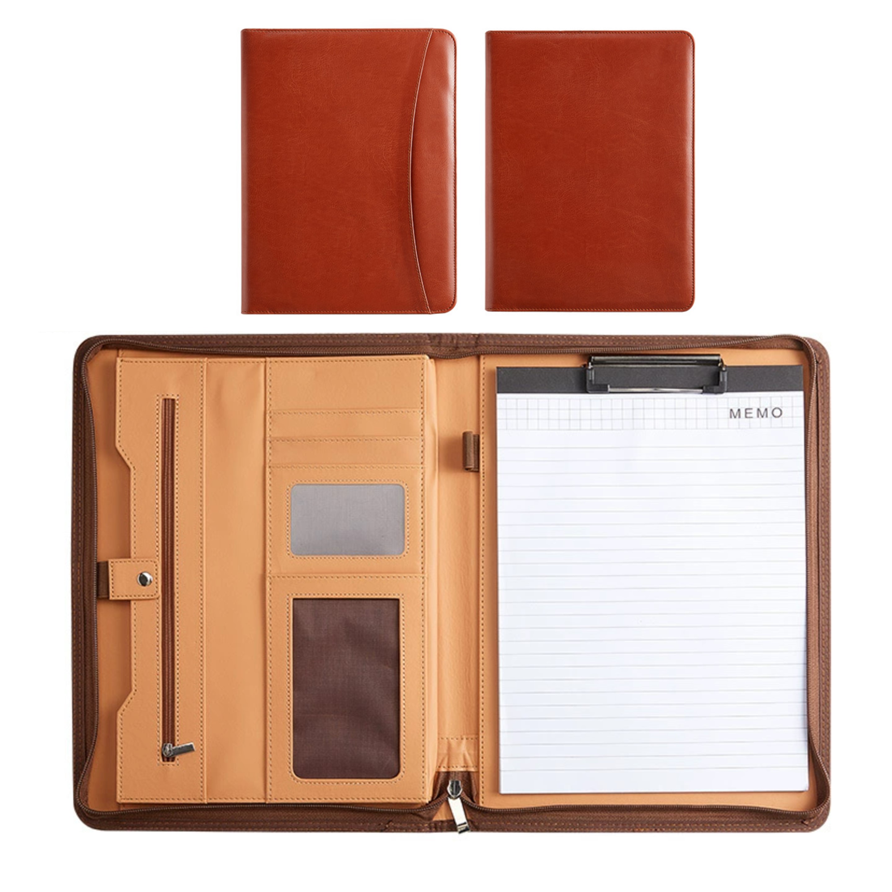 Vegan Leather Business Padfolio with Zipper - OCEAN 4