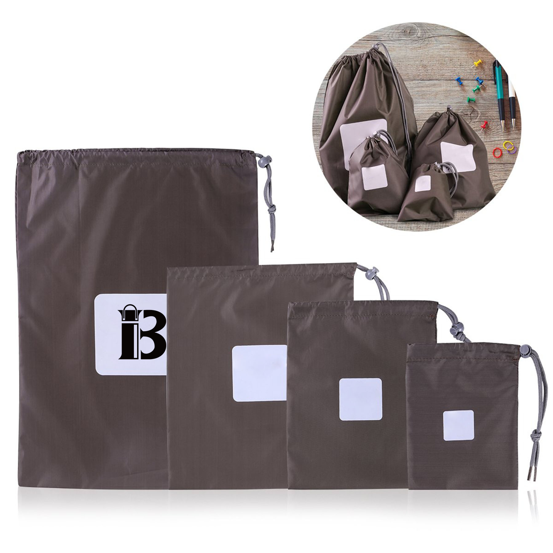 Nylon Black Drawstring Organizer Set of 4 2