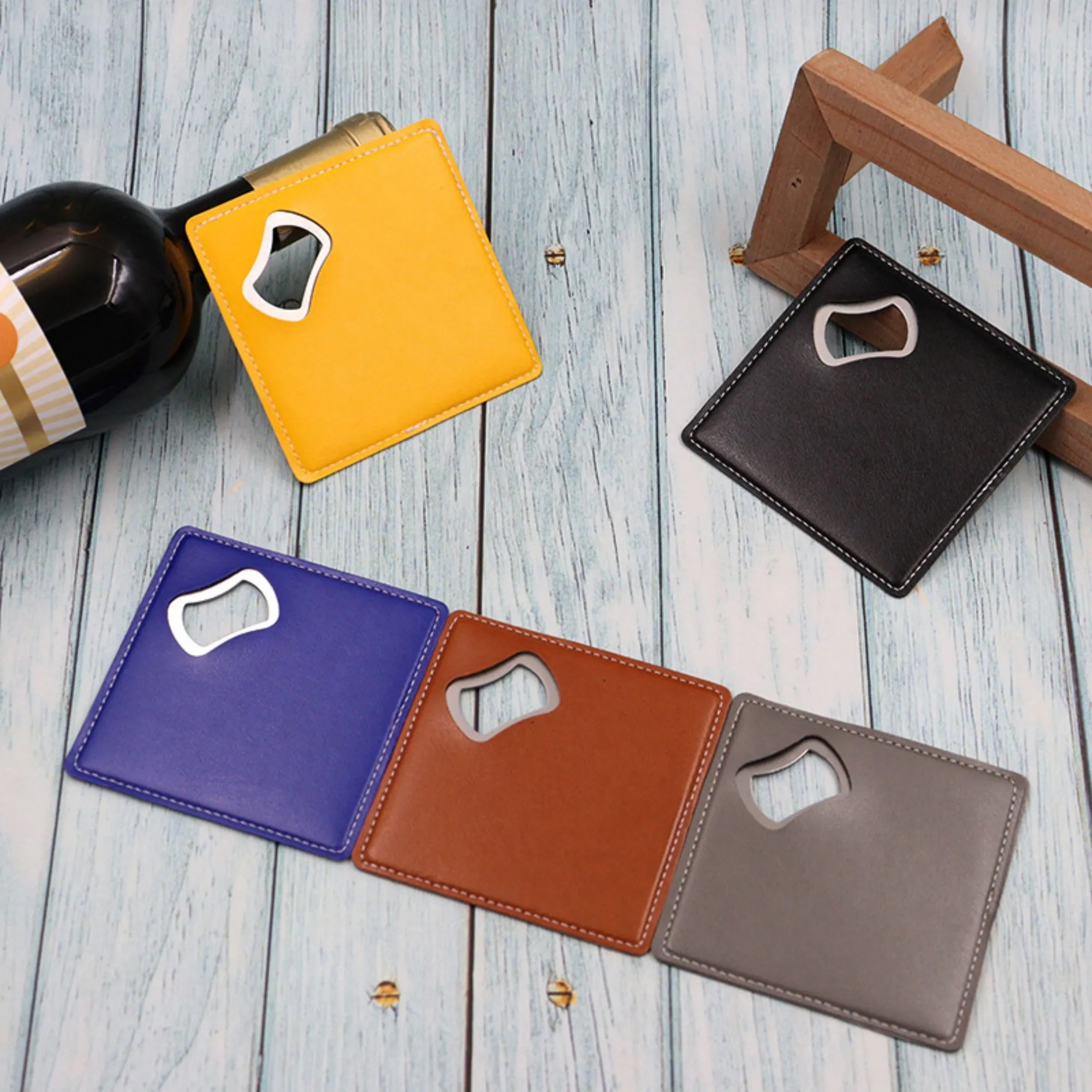 Premium Leather Coaster With Hidden Bottle Opener 3