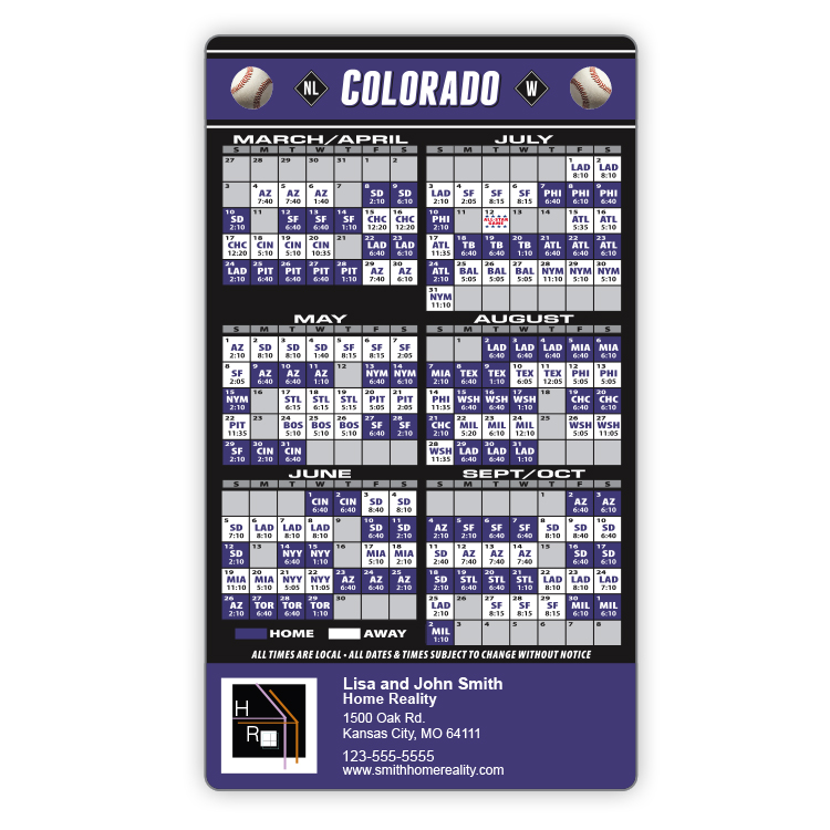 Magnet Sport Schedules - 4x7 Baseball Round Corners - 25 mil. 3