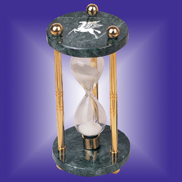 Green Marble 3-Minute Sand Timer w/ Gold Trim 2