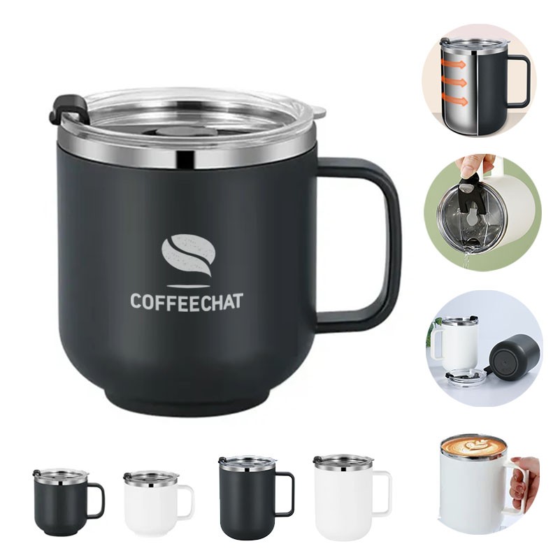 Stainless Steel Coffee Mug With Lid 14 OZ 2