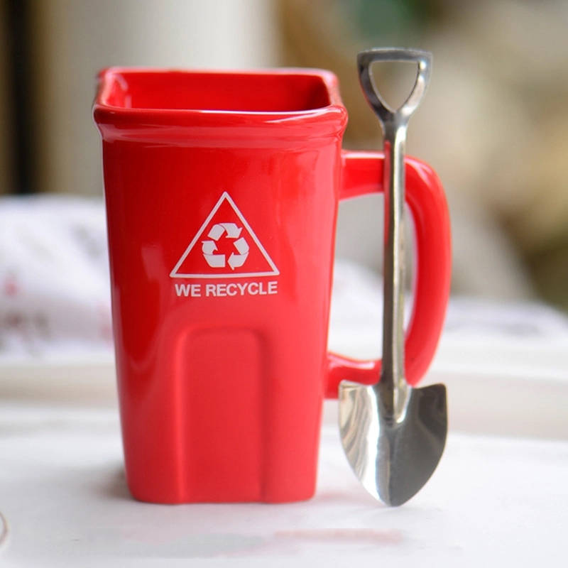 Custom 12 oz Ceramic Funny Trash Can Mug 8