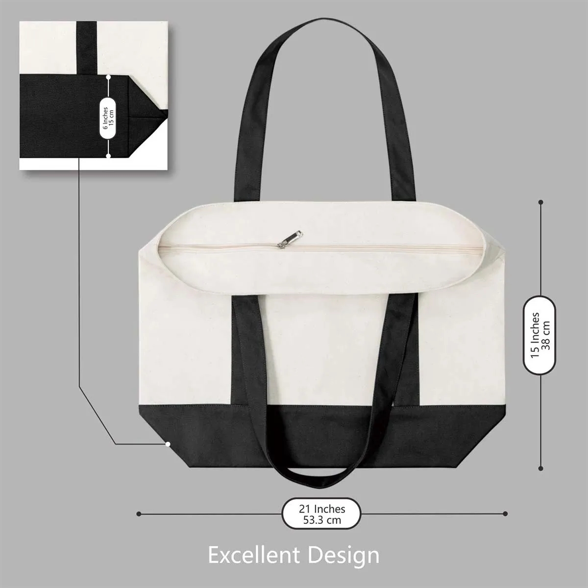 Custome Stylish Durable Canvas Tote Bag with External Pocket 4