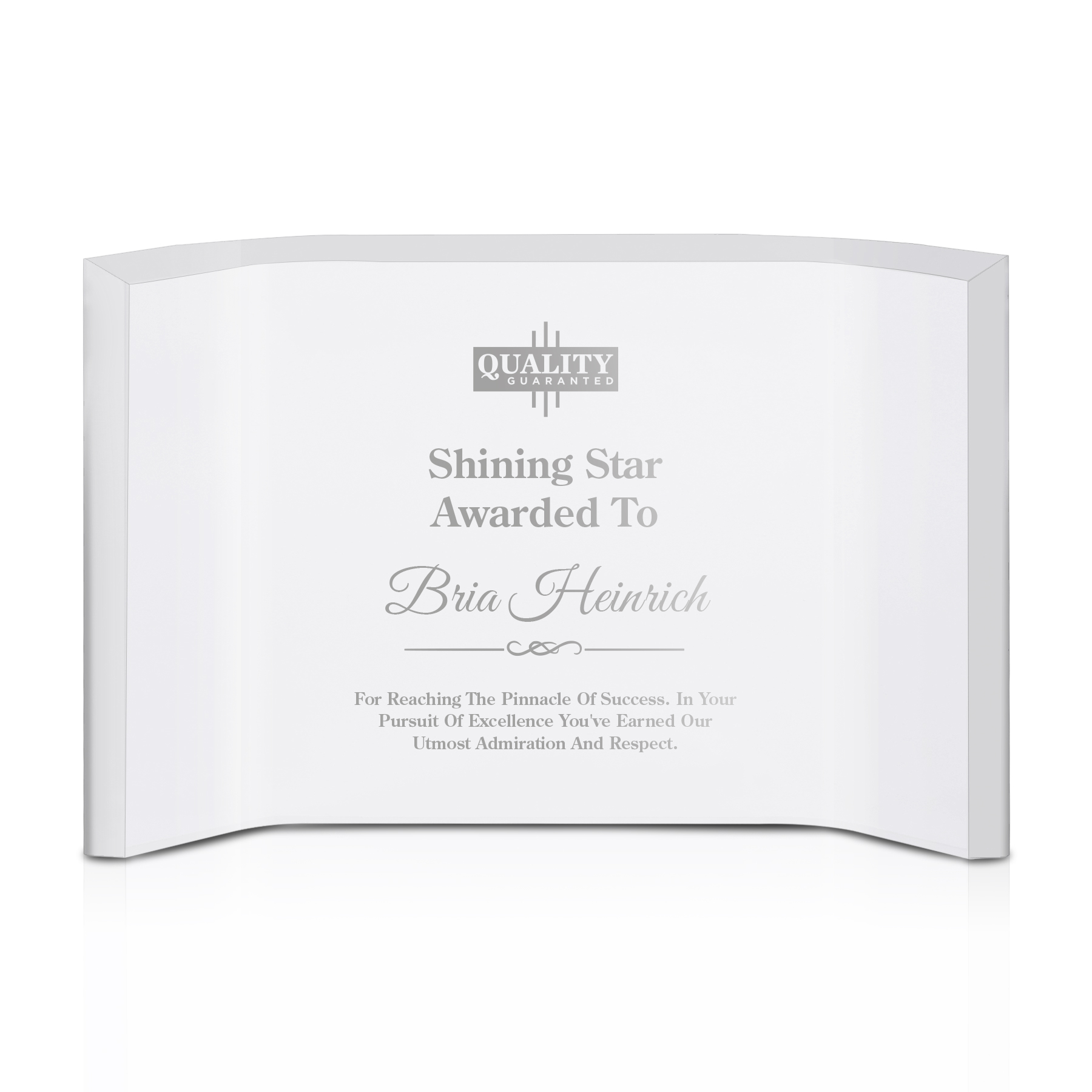 Personalized Freestanding Horizontal Curved Acrylic Award Frame 3