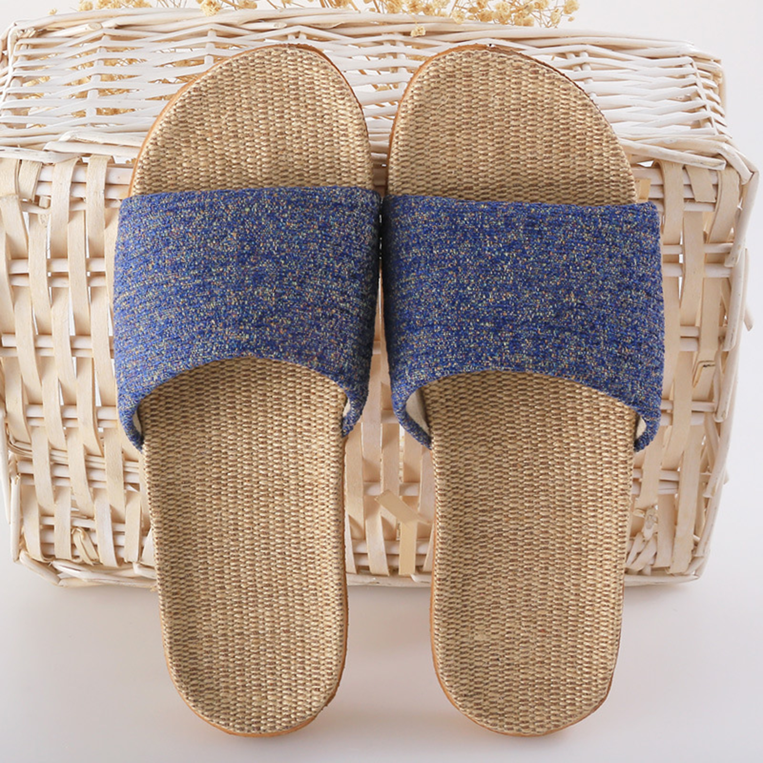 Lightweight Soft Cotton Linen Open-Toe Slippers 4