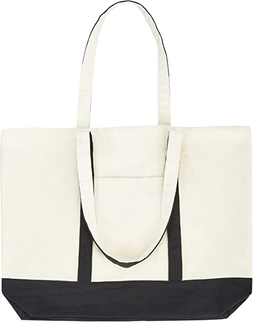 Extra Large Canvas Tote Bag / Inner Zipper Pocket, custom tote bag with logo imprint 4