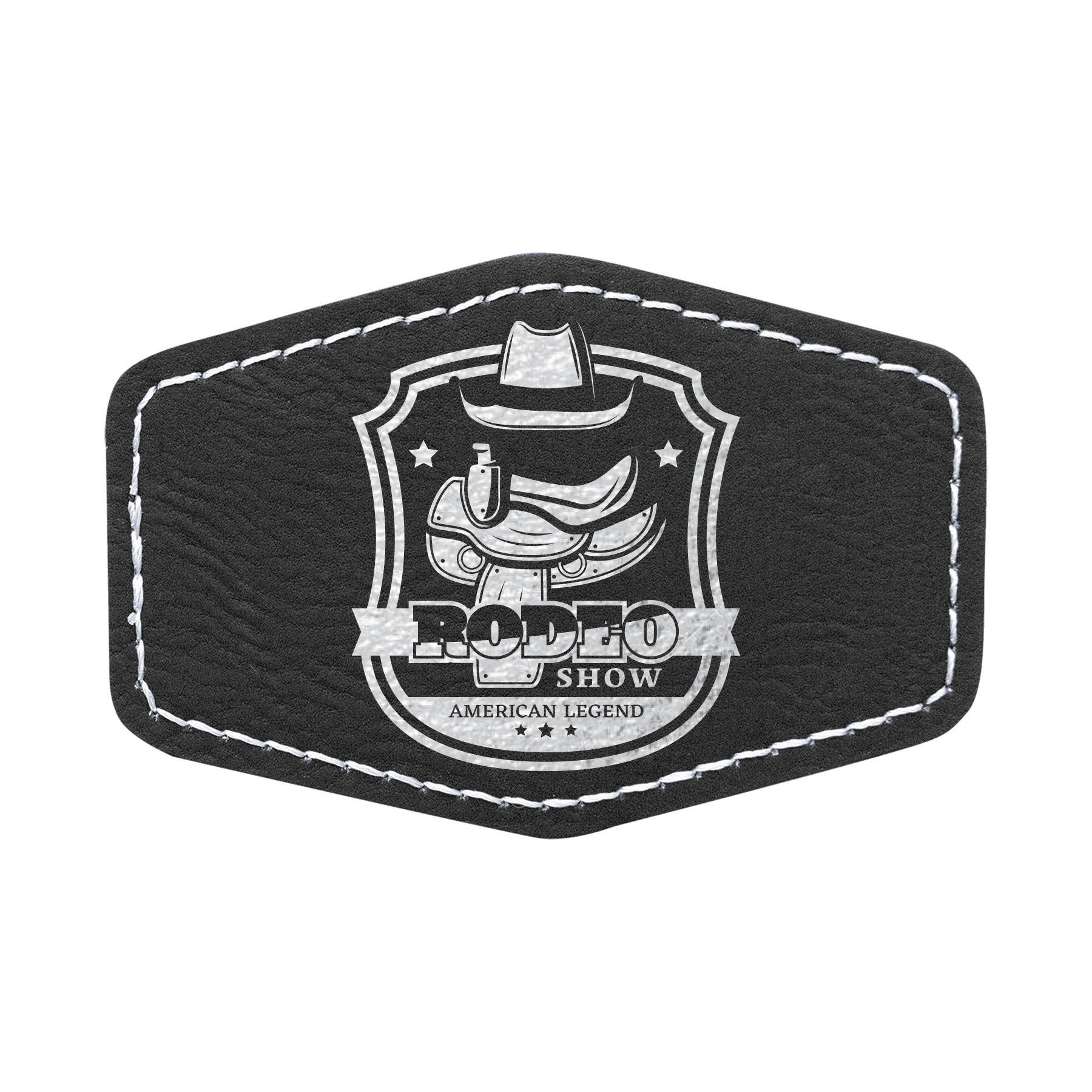 3" x 2" Leatherette Hexagon Patch with Adhesive 10
