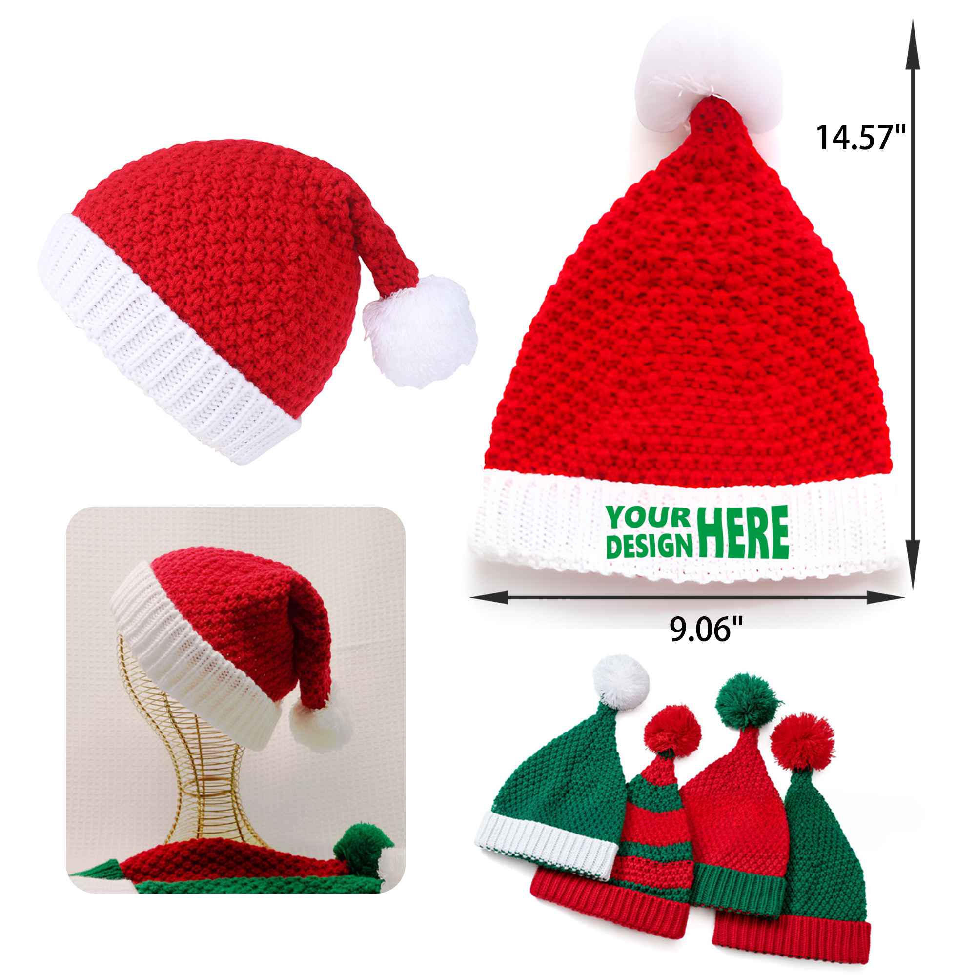 MOQ 50 PCS Christmas Festive Knitted Hat 3