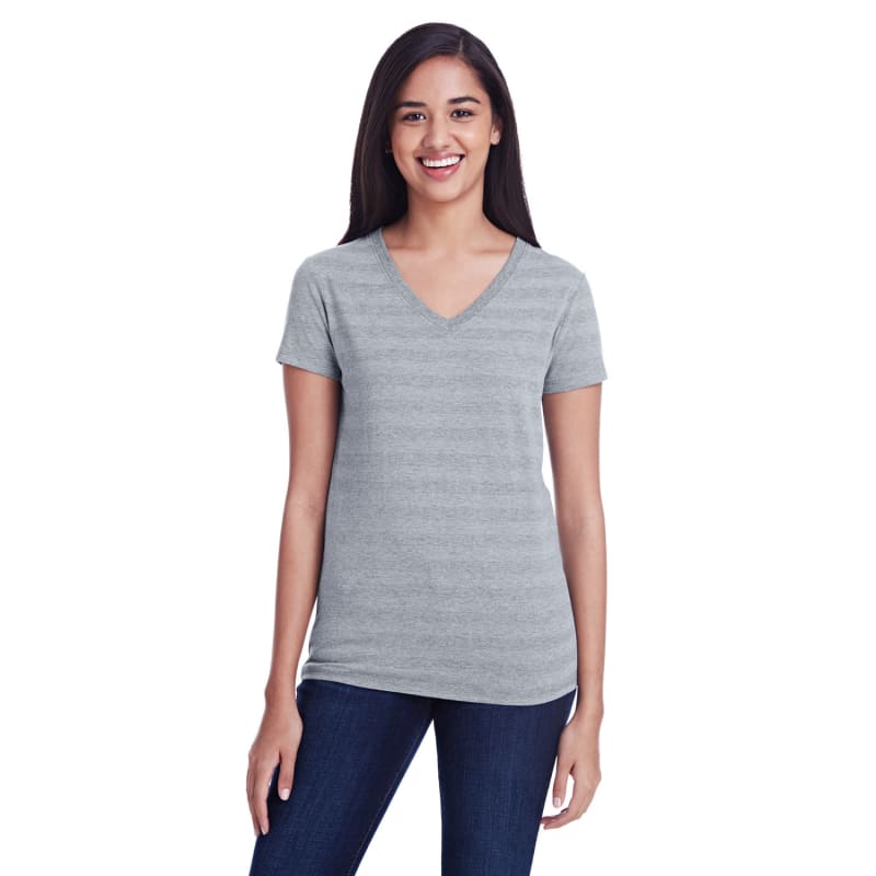 Threadfast Apparel Ladies' Invisible Stripe V-Neck T-Shirt 8