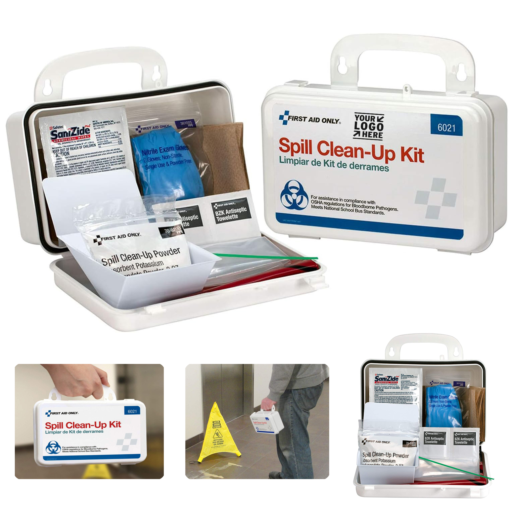 Portable First Aid Only 6021 21-Piece Body Fluid Clean Up Kit in Plastic Weatherproof Case