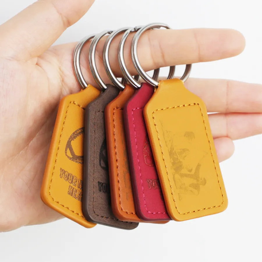 Durable Debossed Leather Keychain 1
