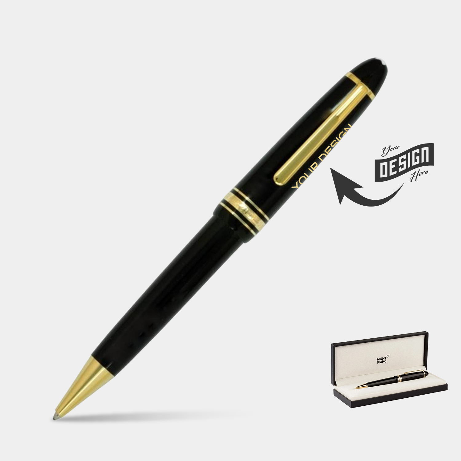 MONTBLANC® Legrand Luxury Ball Point Black & Gold Trim Pen w/ Gift Box 1