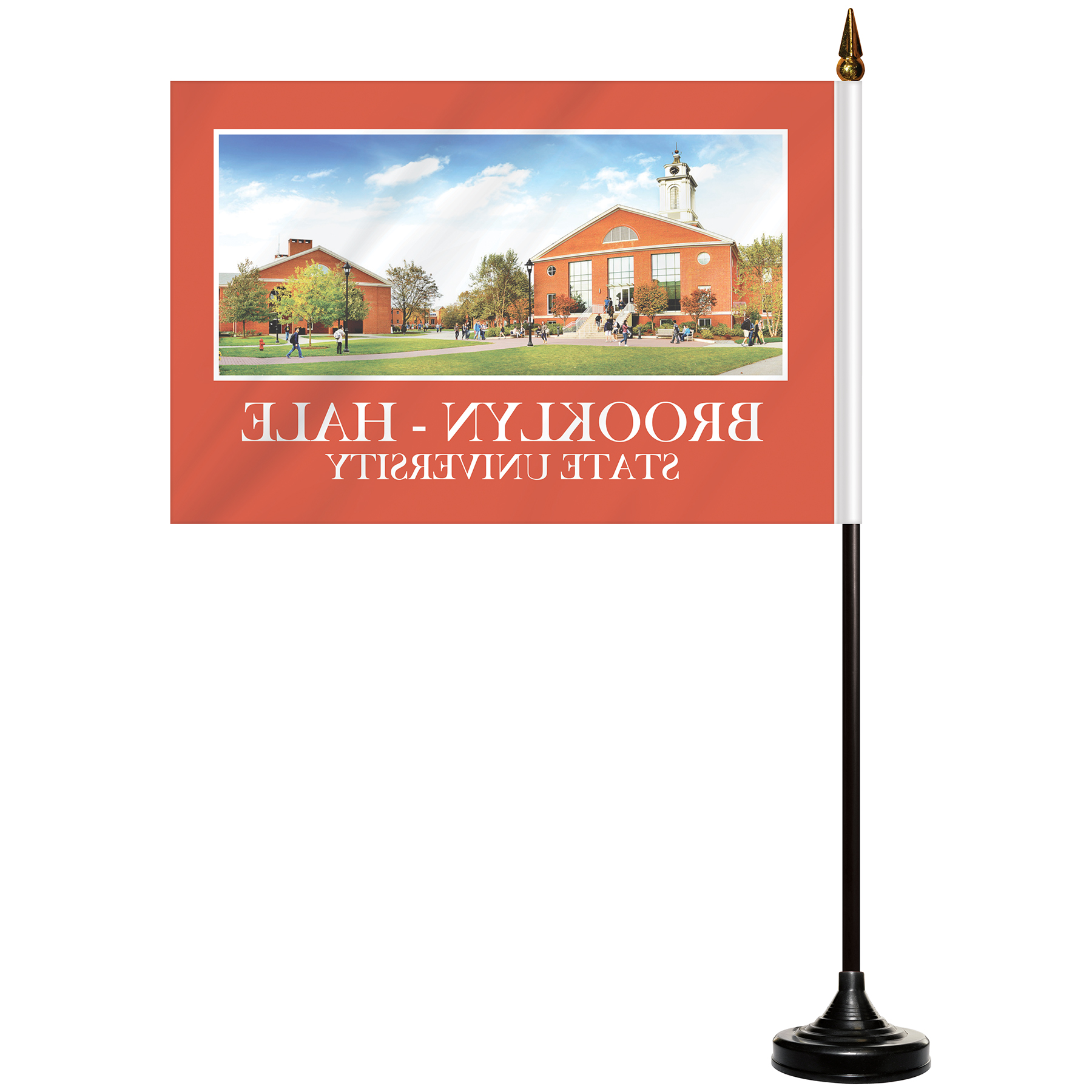 6" x 9" Single Reverse Stick Flag with Black Plastic Weighted Base 10