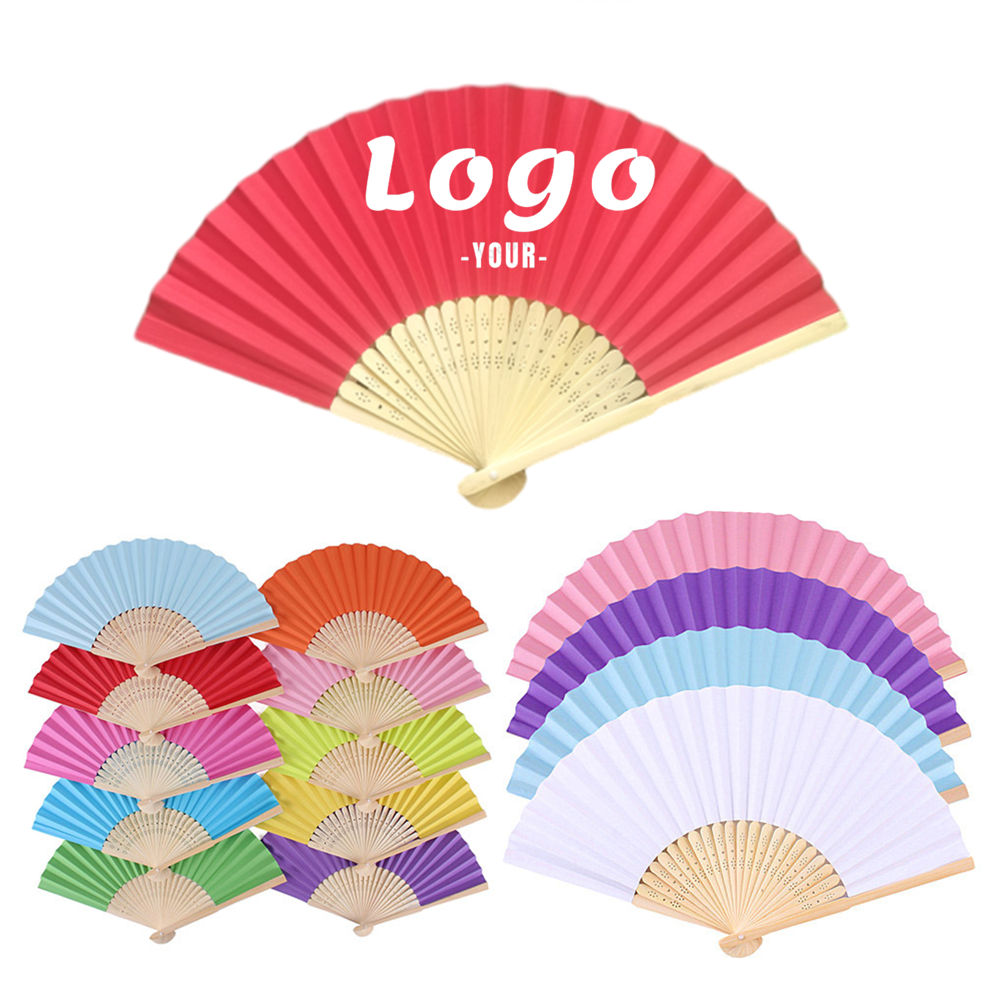 Full-color Folding Bamboo Paper Hand Fan 2