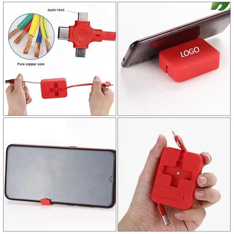 4 In 1 Multiple Retractable Charging Cable With Phone Stand 7