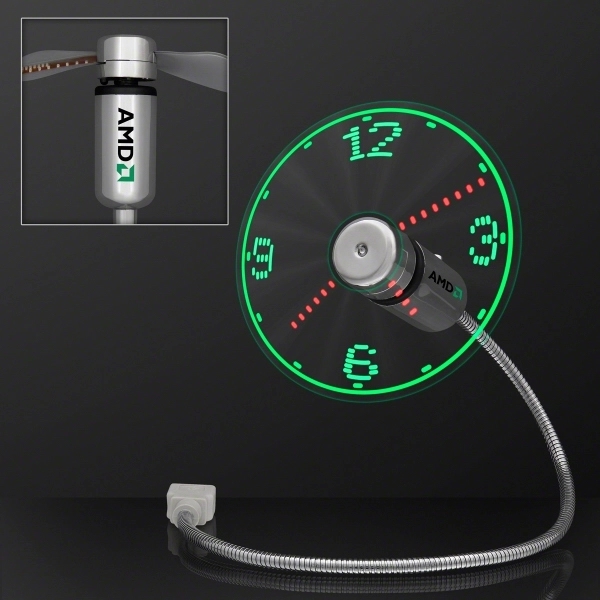 USB Powered LED Light Clock Desk Fan 2