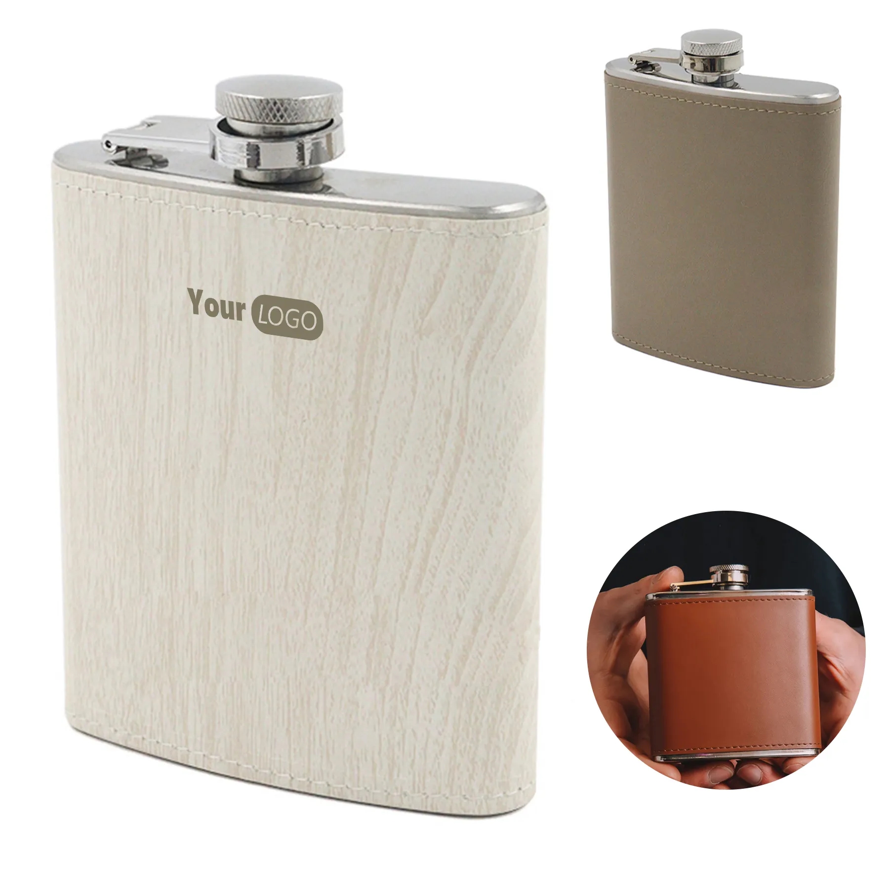 Leather Flask, custom water bottle with logo imprint 7