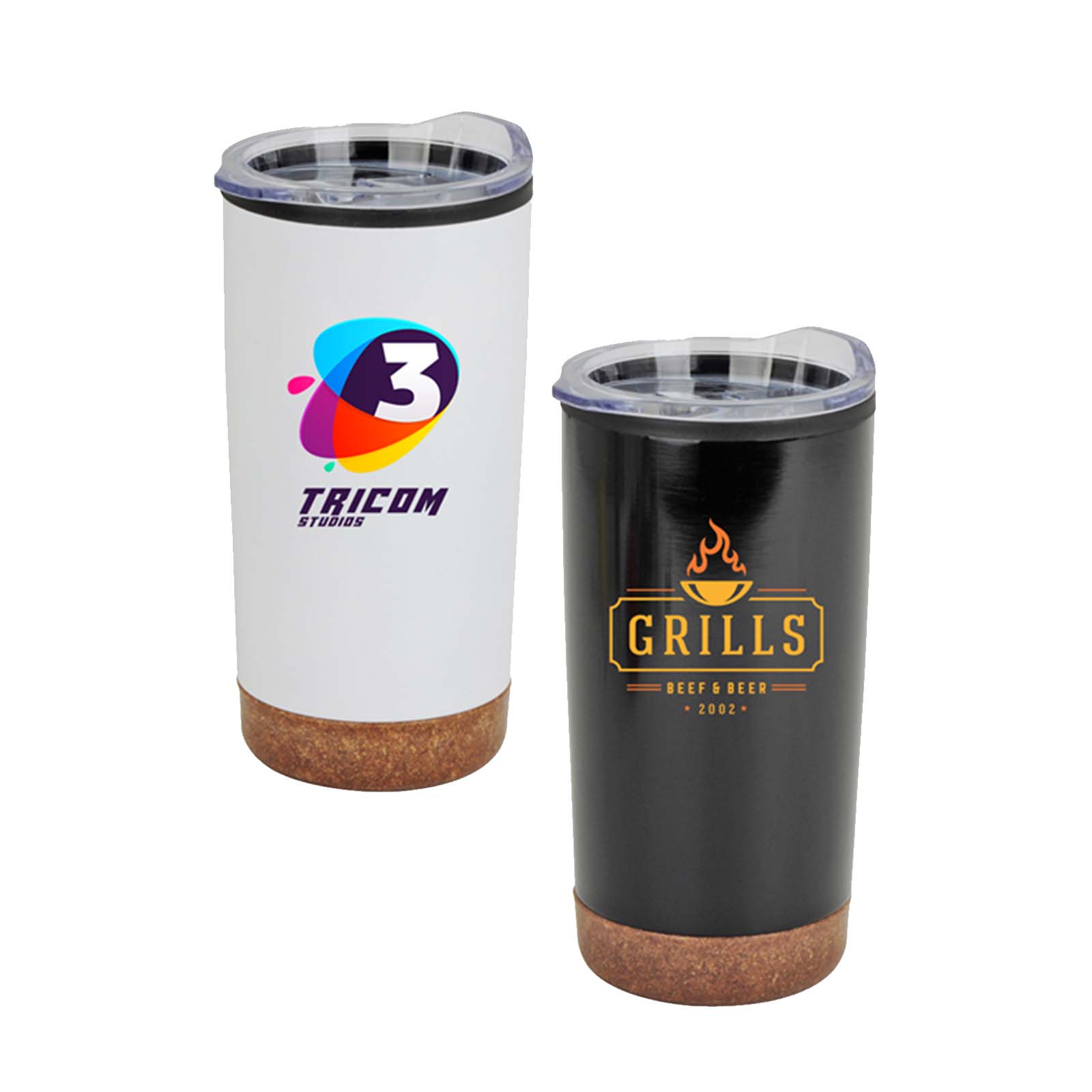 JORNIKOLOR 20oz Stainless Steel PP cork Base Tumbler with clear sipping lid