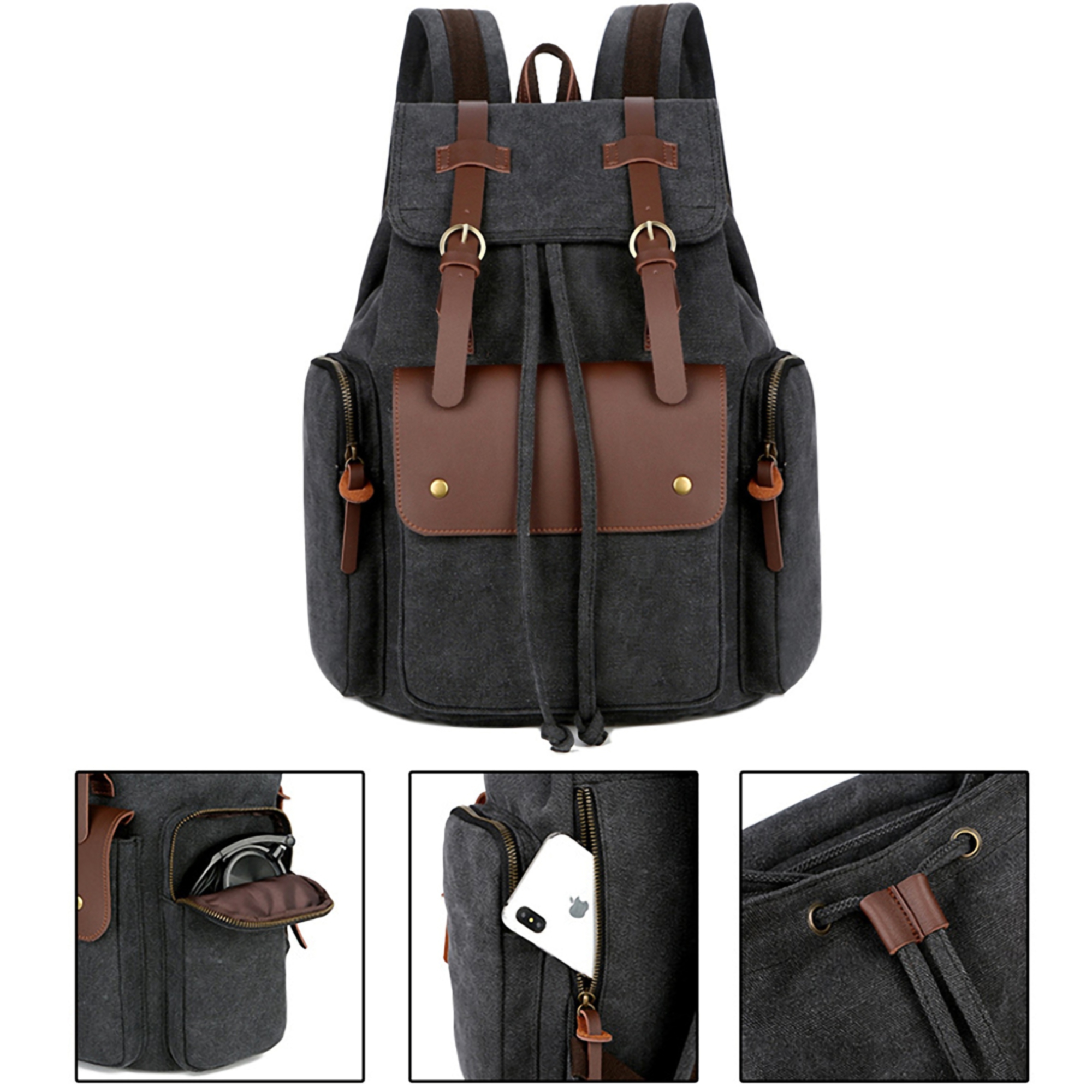 Vintage Canvas Leather Backpack 3