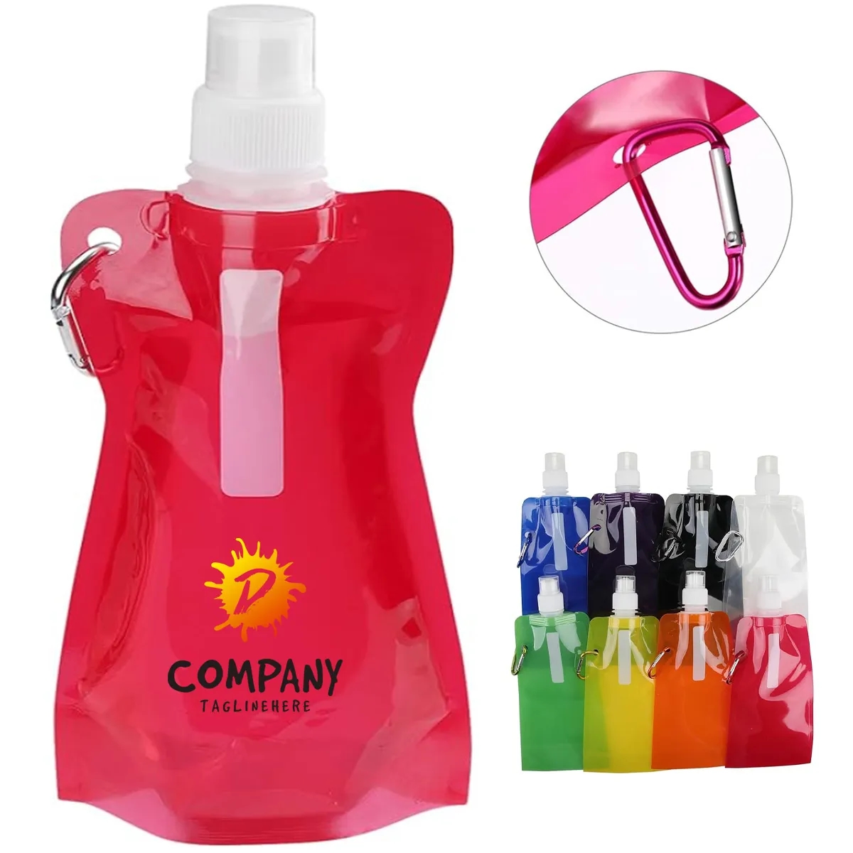 17 Oz. Collapsible Sports Water Bottle With Carabiner Clip 5