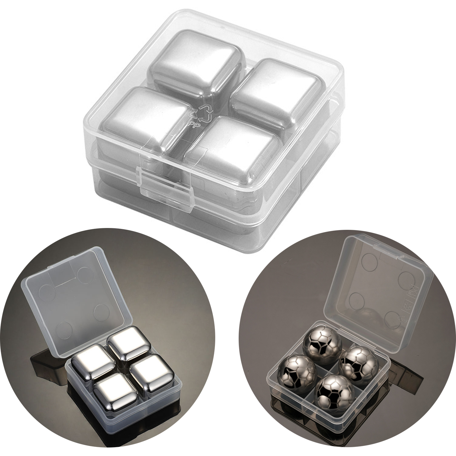 4-Piece Stainless Steel Ice Cubes Set 3
