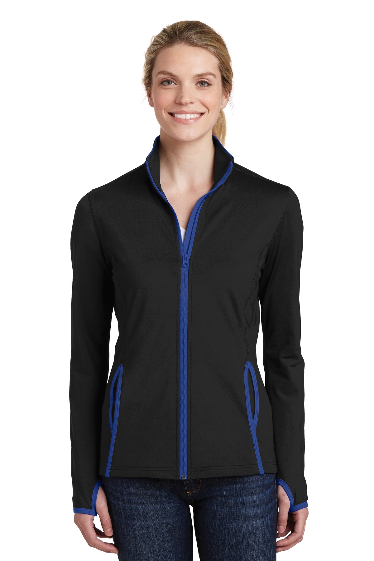 Sport-Tek Women's Sport-Wick Stretch Contrast Full-Zip Jacket. LST853 49