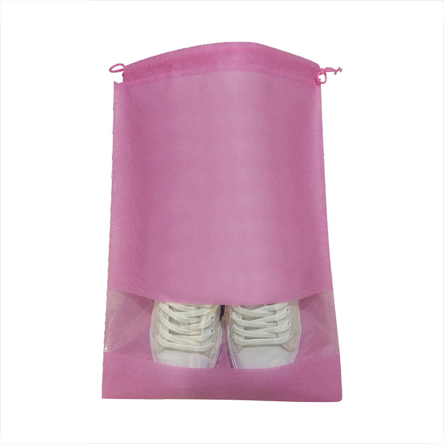 Dustproof Non Woven Drawstring Shoe Bags w/ Clear Window 10