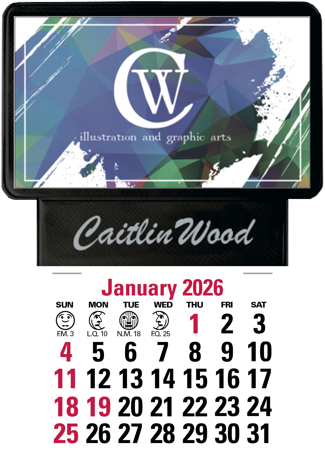 Press-N-Stick Business Card Holder With Imprint And Calendar Pad