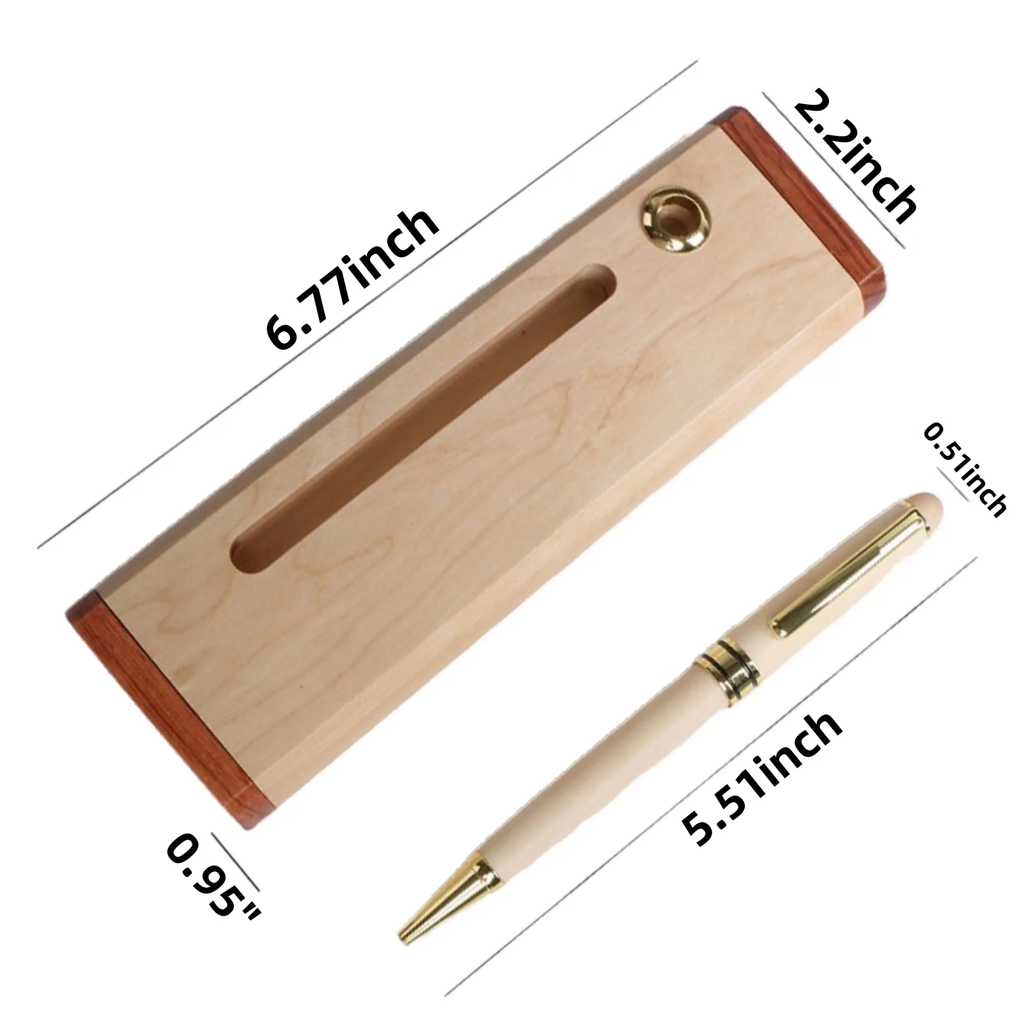 Inlaid Wood and Maple Pen & Business Card Holder Set 1