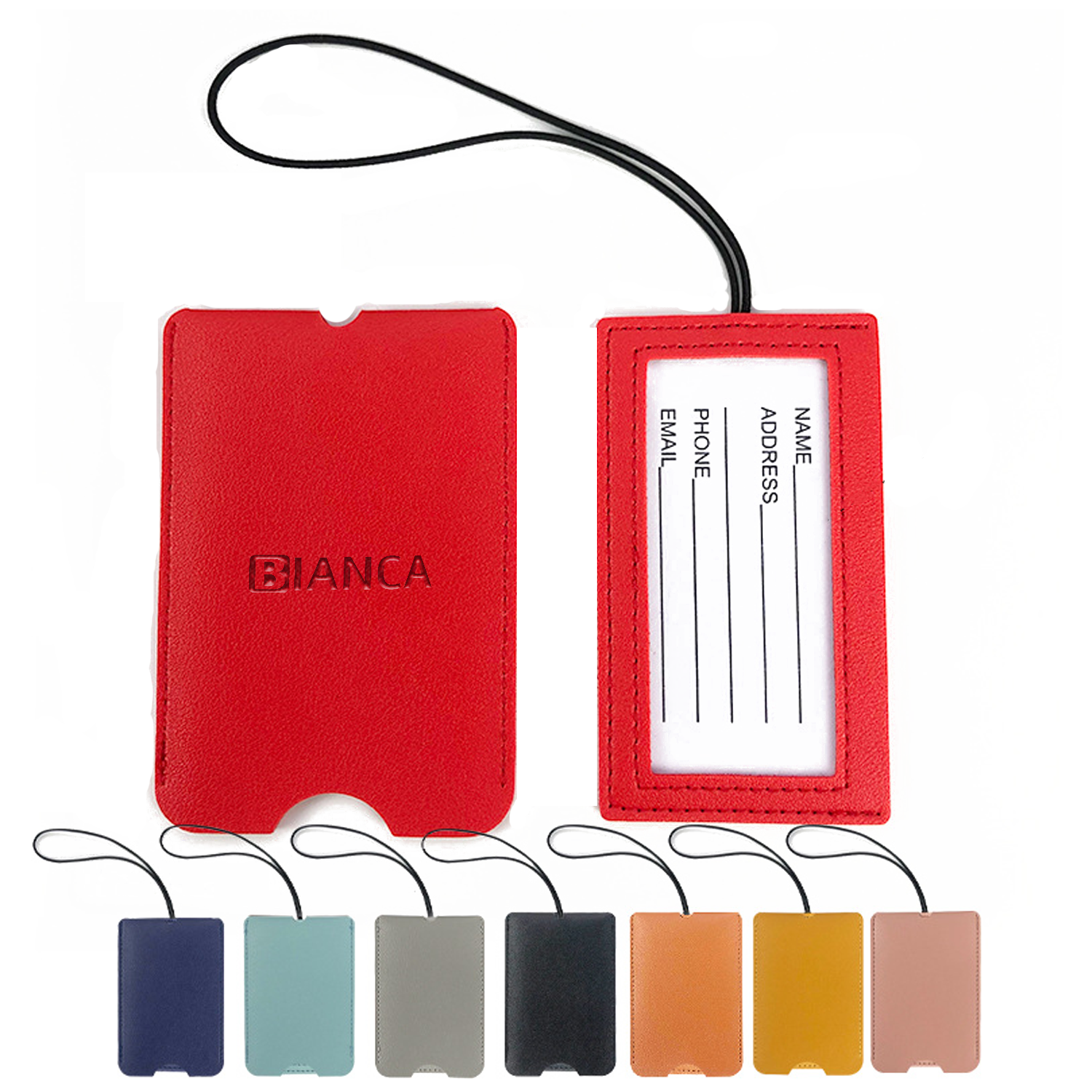 Pu Leather Luggage Tag W/ Strap 5
