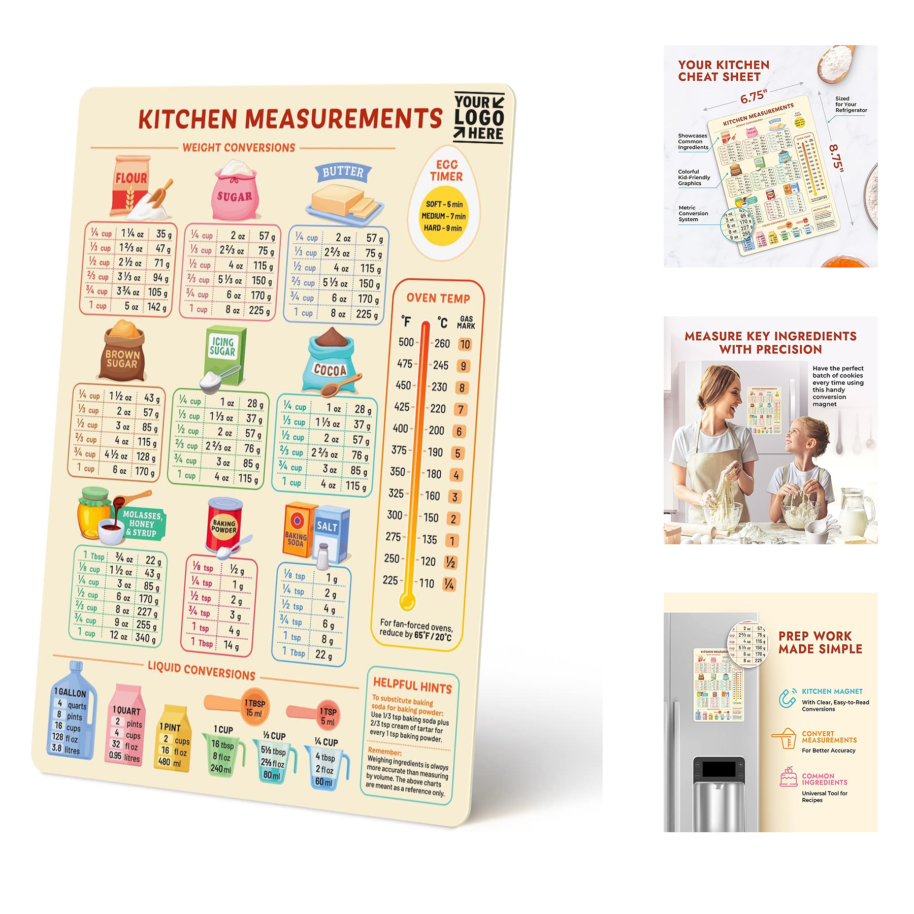 Cute Vintage Kitchen Accessories Useful Gadget Easier Cooking Kitchen Baking Conversion Chart
