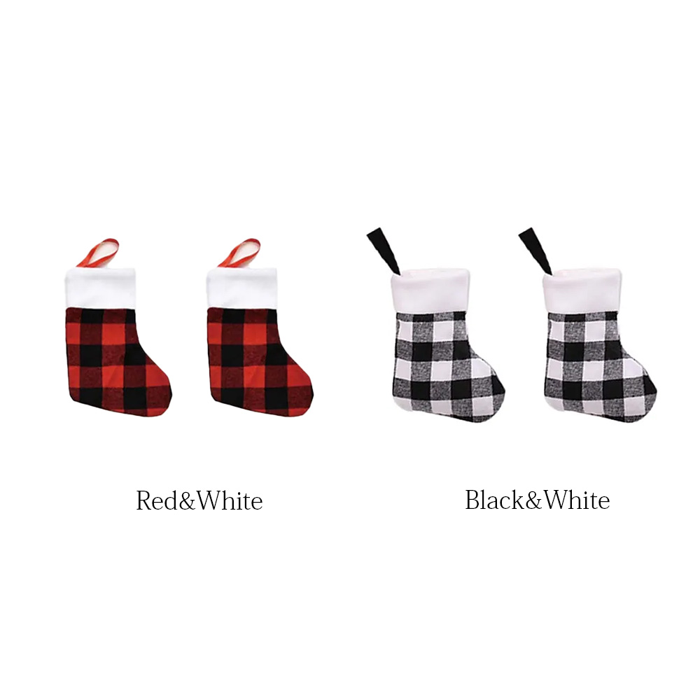 Plaid Christmas Stocking Ornament (Small) 9