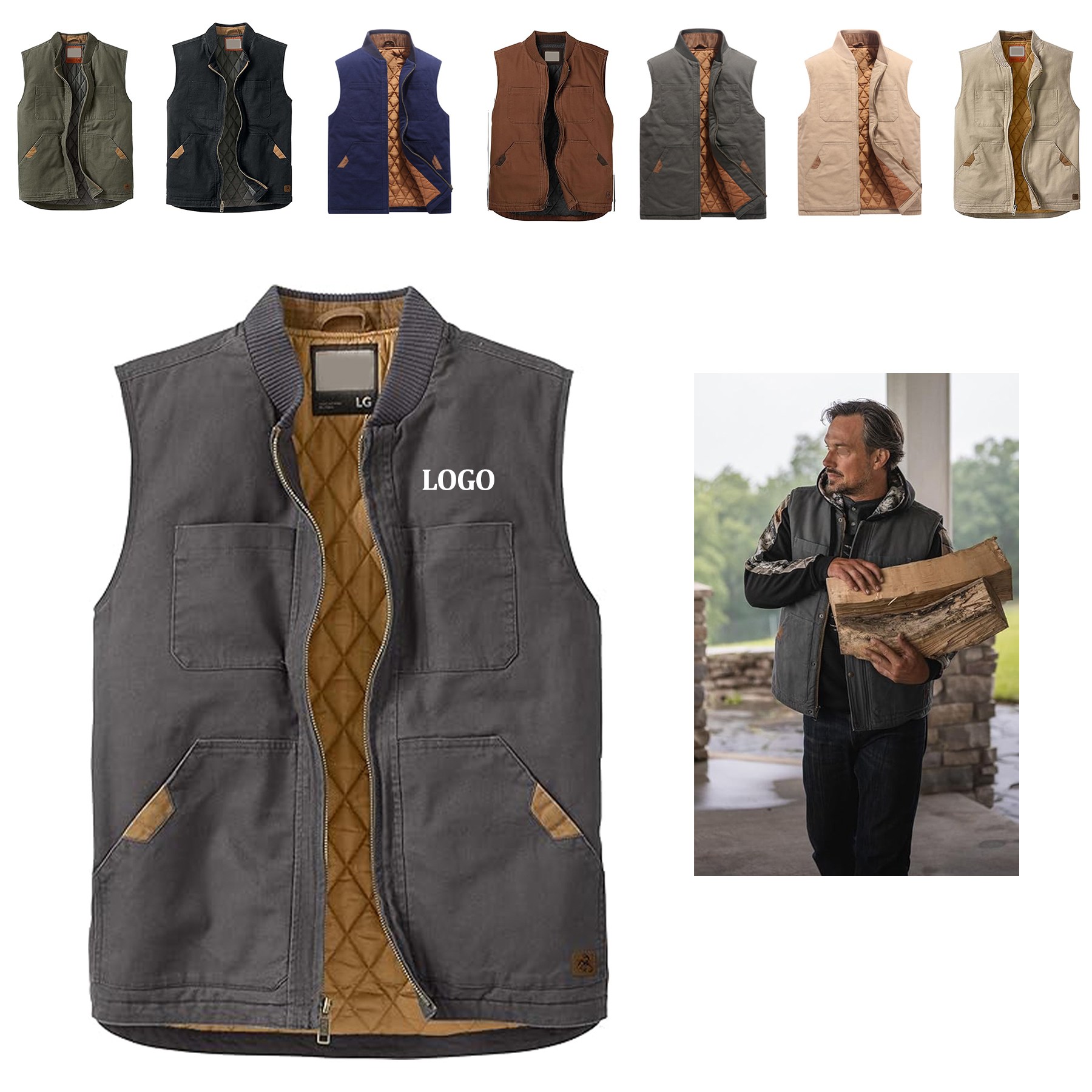 Casual Multi Pocket Vest Baseball Jacket 3