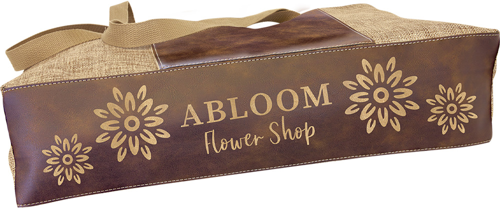 Laserable Rustic Leather Burlap Gusset Bag 5