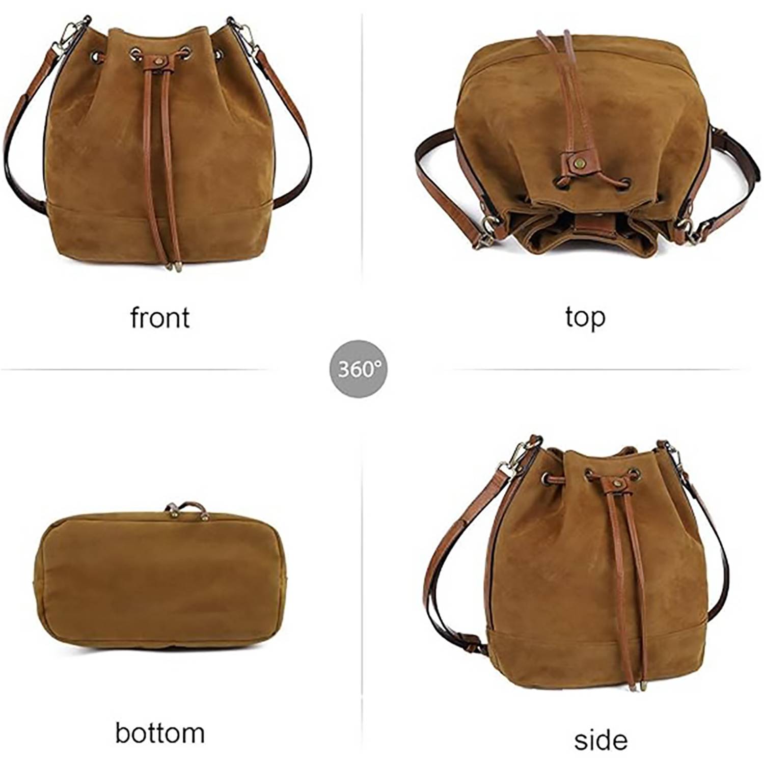 New-style Suede Bucket Bag w/ Large Capacity 5