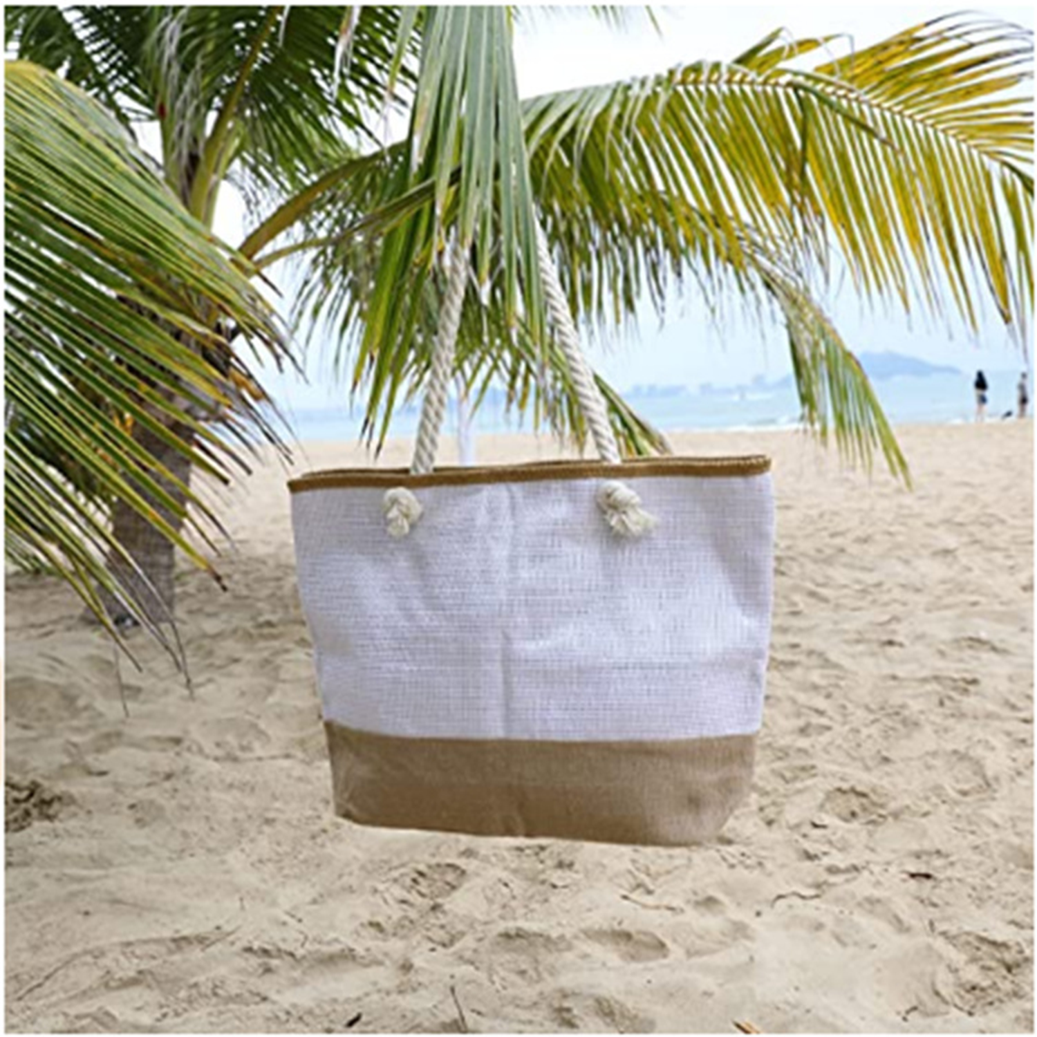 Large Beach Canvas Tote Bag for Women, custom tote bag with logo imprint 4