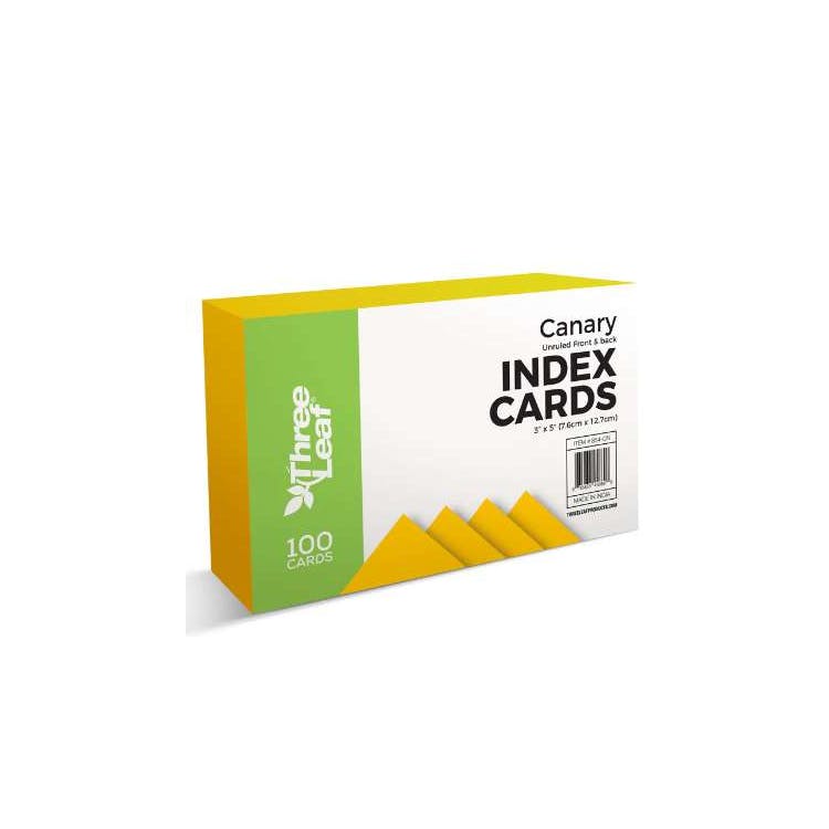 Three Leaf Unruled Index Cards Canary 1