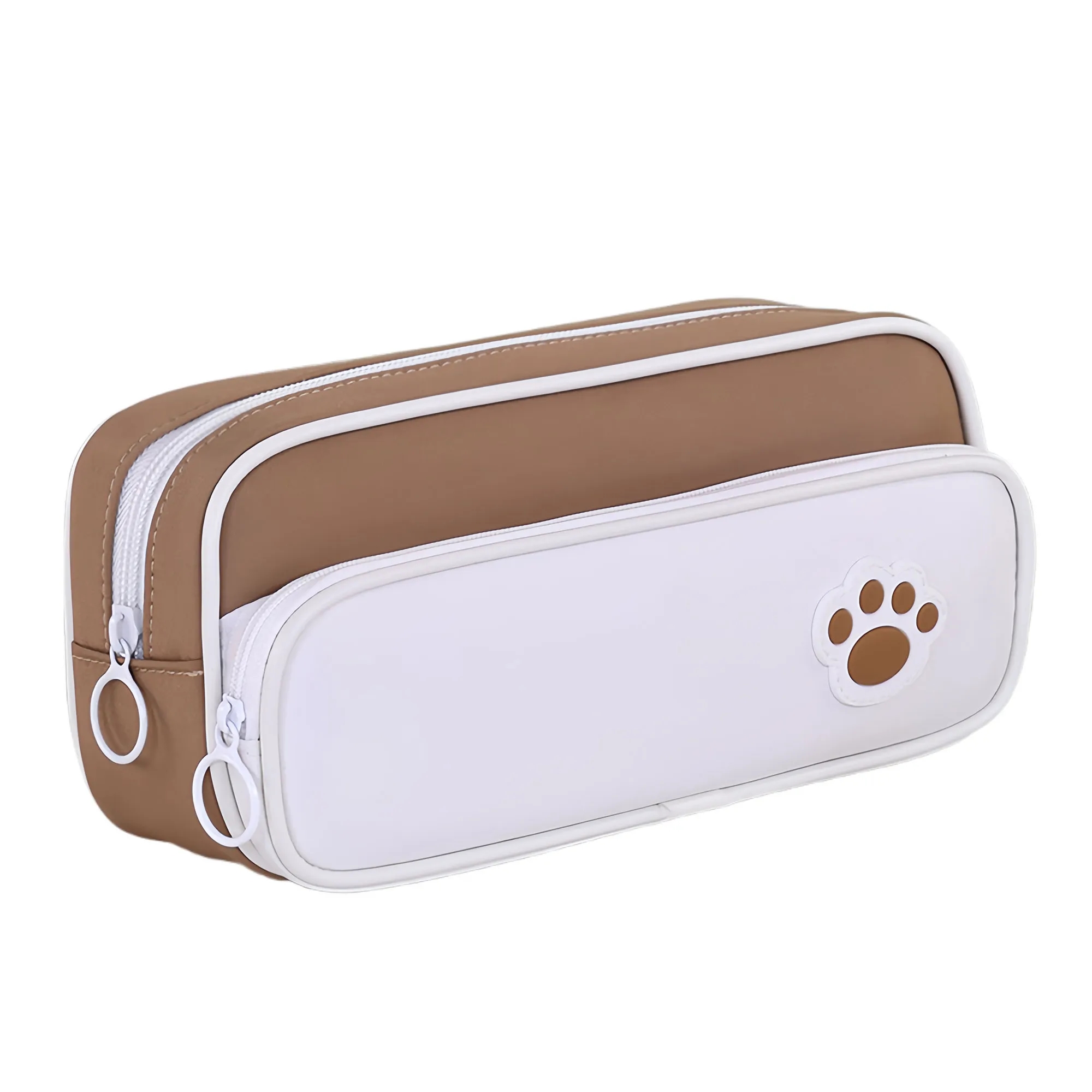Stylish Double Layer Pencil Case With Paw Print For Students 6