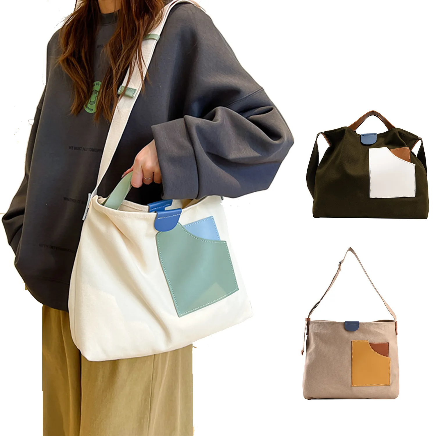 Canvas Shoulder Tote Bag, custom tote bag with logo imprint 1