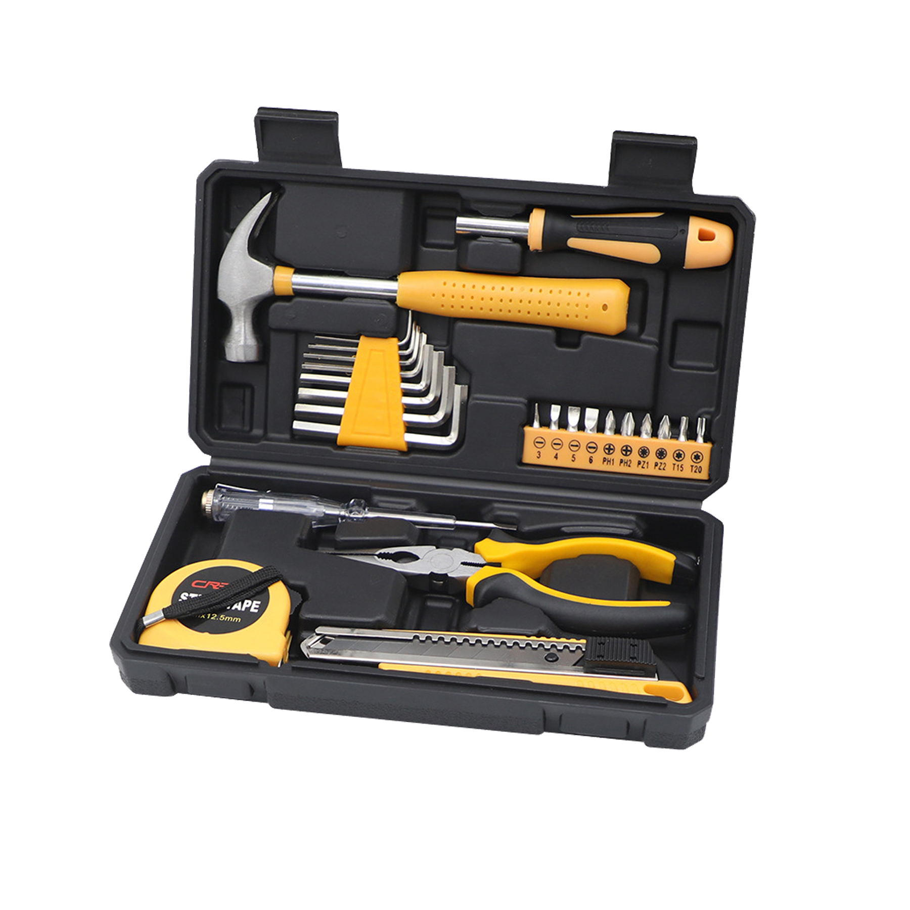 HandyPro 25pc Household Toolbox Set with Hammer, Screwdrivers, and Pliers 5