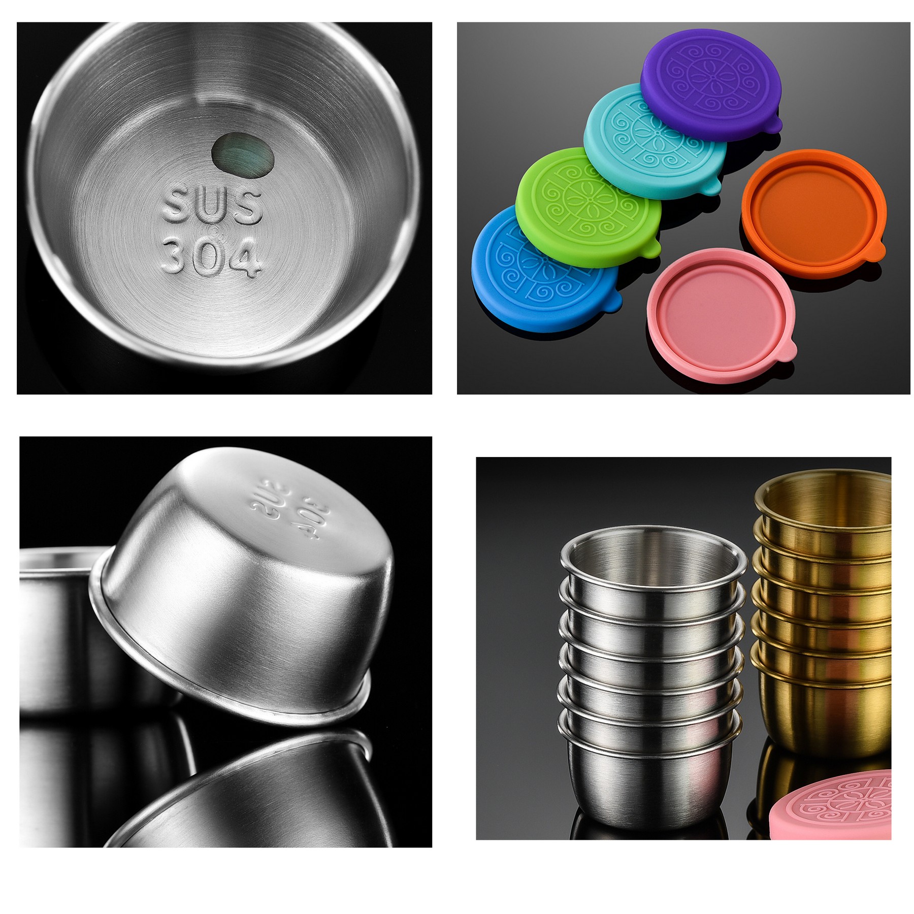 Small Condiment Containers with Silicone Lids 2