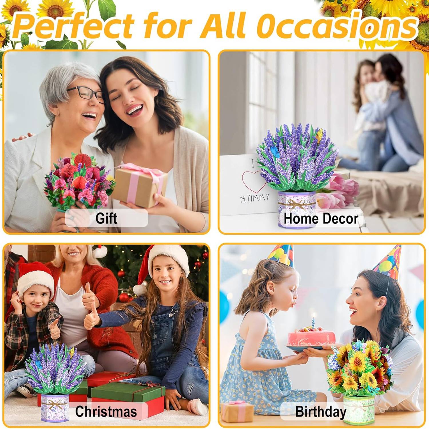 3D Bouquet Creative Greeting Card 3