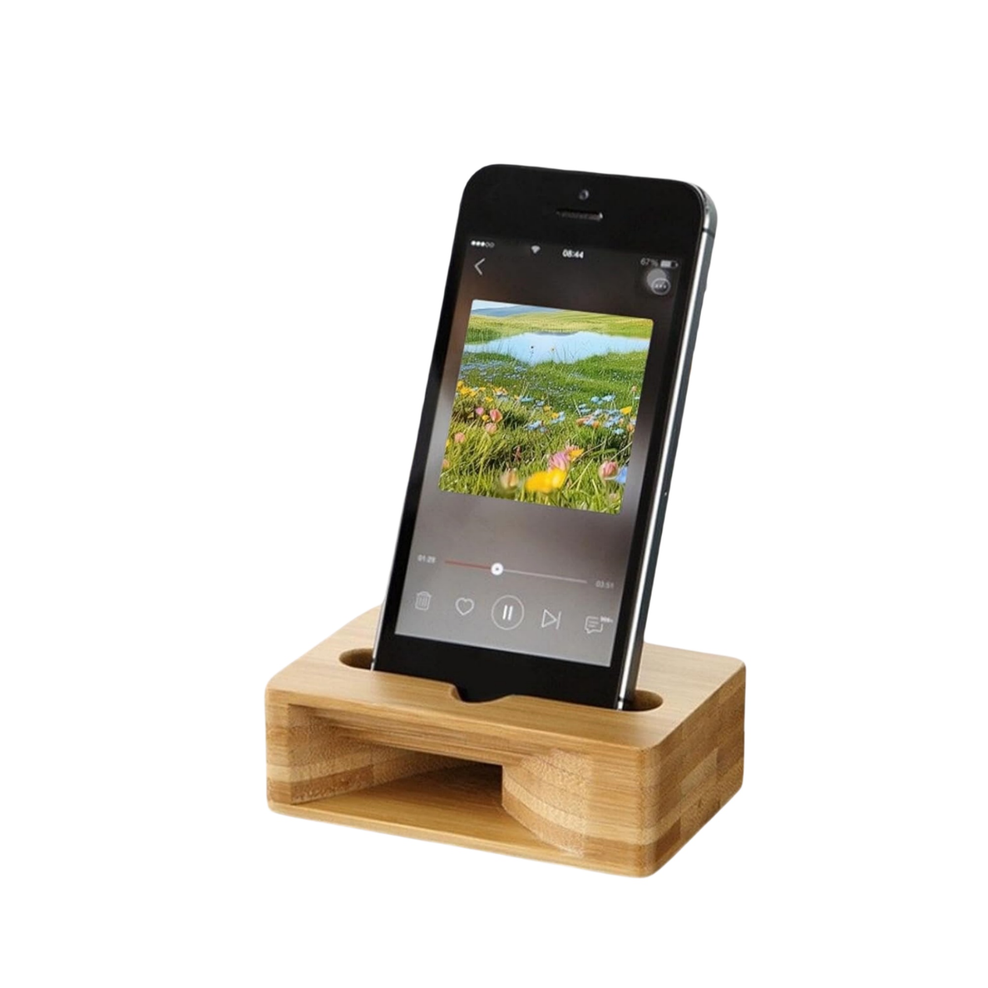 Bamboo Phone Holder Speaker Amplifier 3