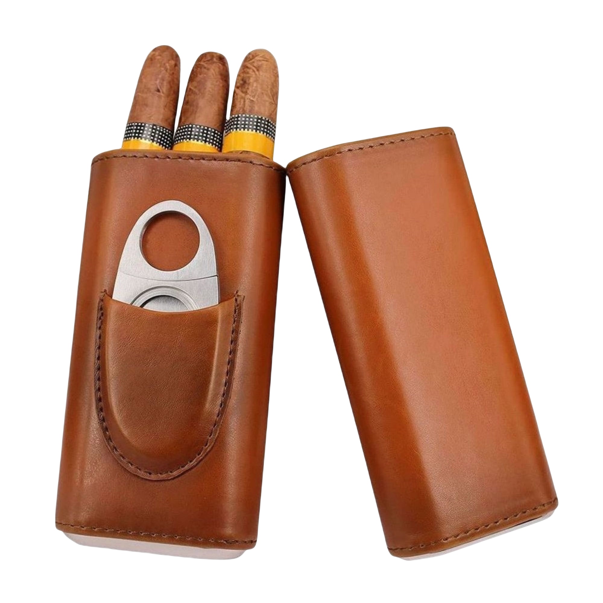 3- Finger Brown Leather Cigar Case 3
