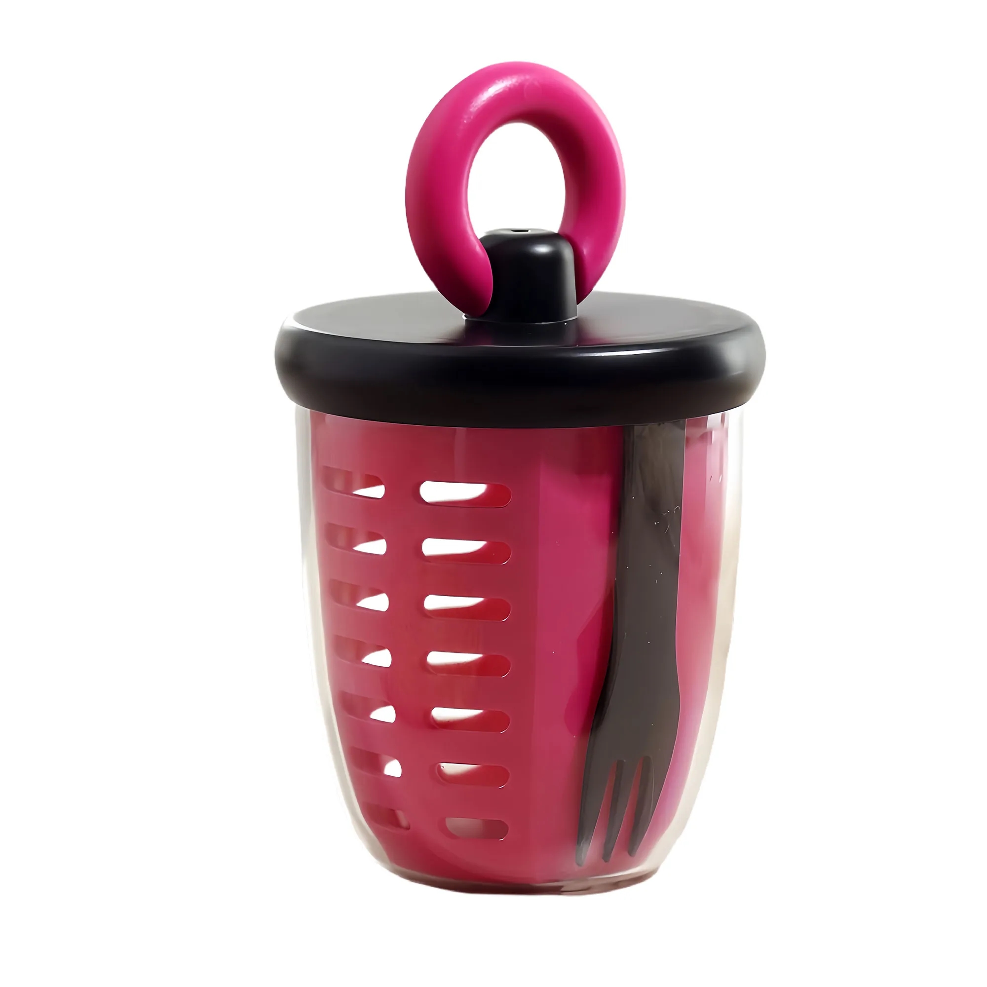 Elegant Double Layer Fruit Salad Cup With Fork Spoon 1