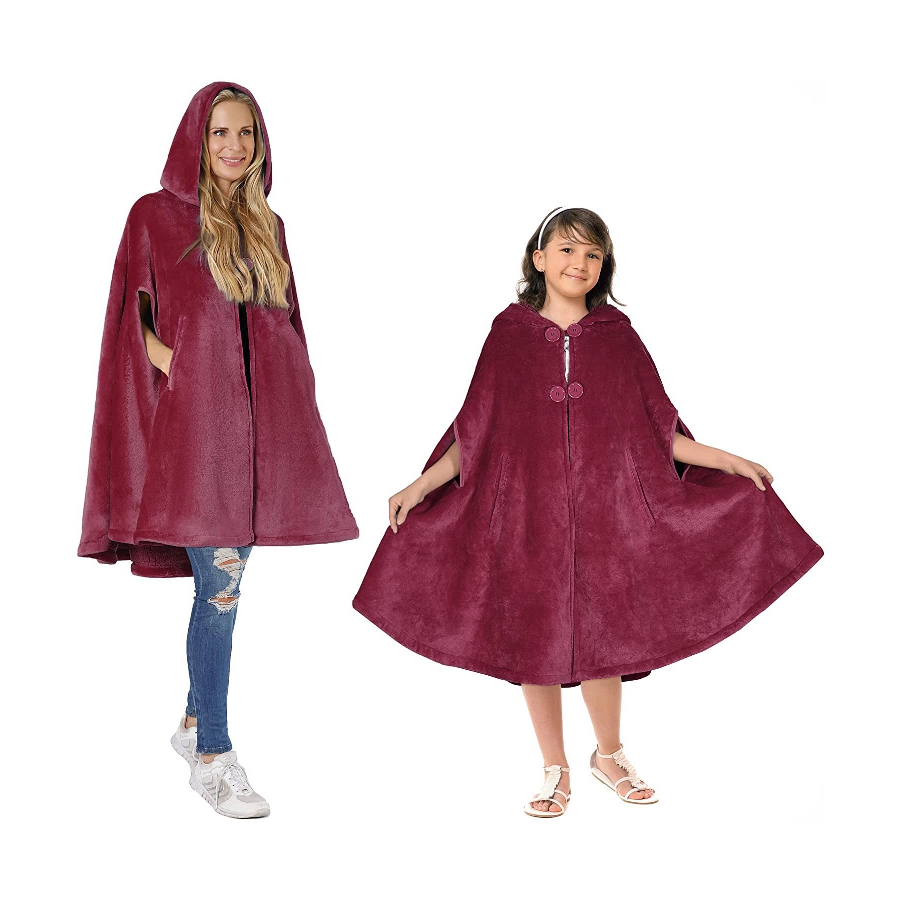 Poncho Hooded Blanket Wrap With Pockets Sherpa Fleece 12