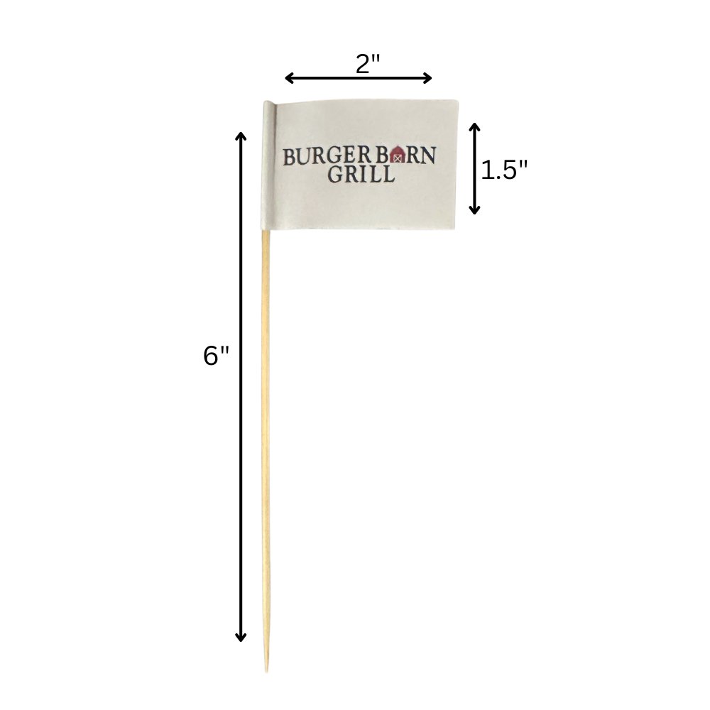 6 Inch Bulk Custom Toothpick Flags - Rectangle Medium - 2" x 1.25" 5